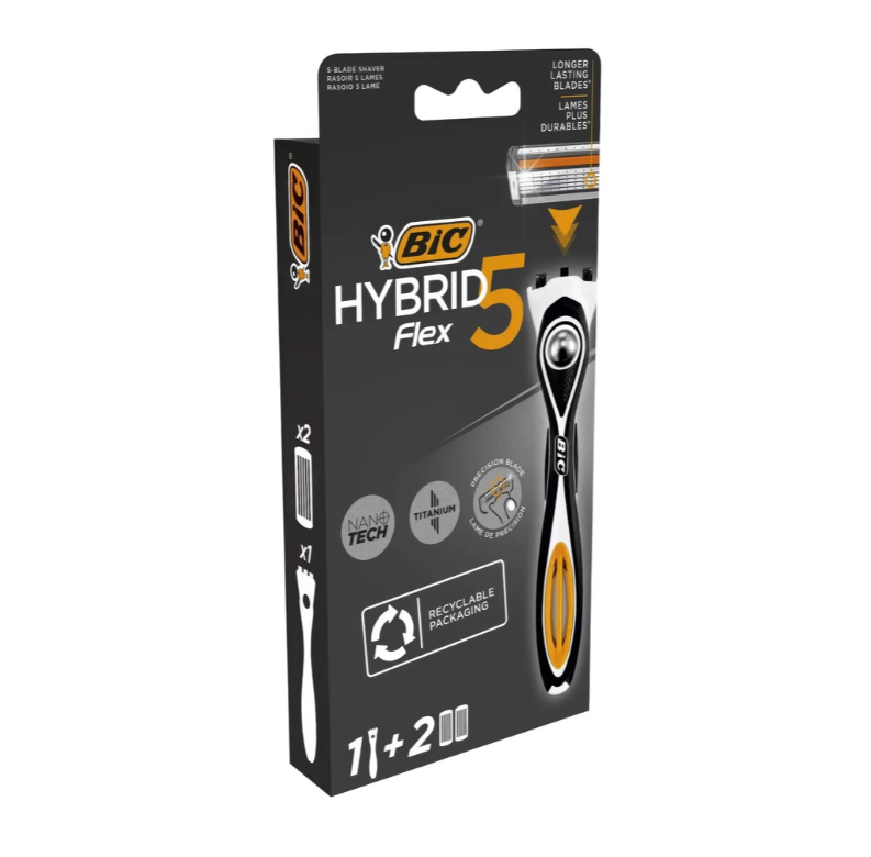 BIC FLEX 5 HYBRID — 5 пичокли устара + 2 та альмаштириладиган кассета